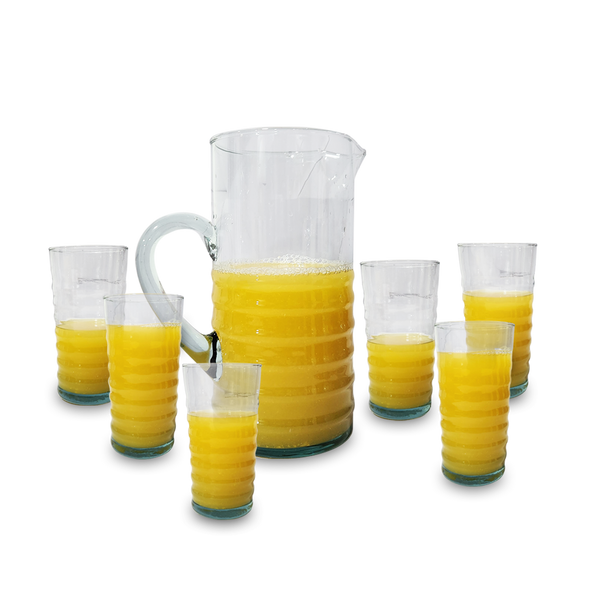 Jarra 6 vasos de vidrio Lisa - Acanalada - 0103.png