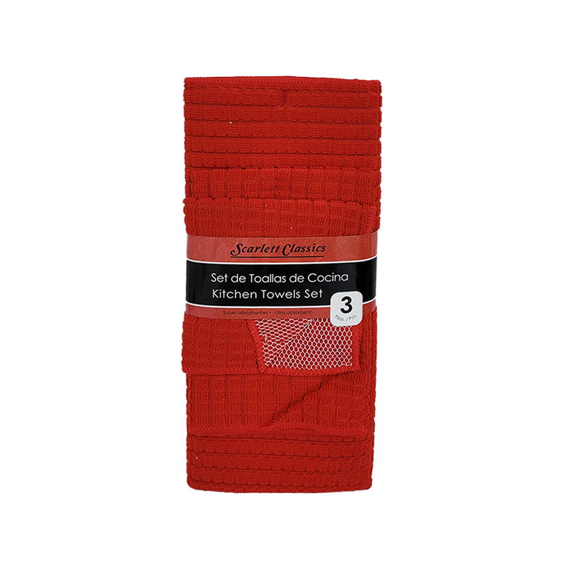 Tapete Escurridor Con Paño Cocina 3pz Scarlett Classics