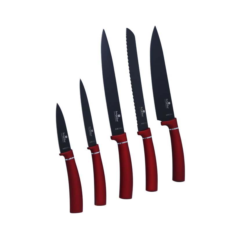 set de cuchillos 5PZ C/Tabla Berlinger Haus Burgundy