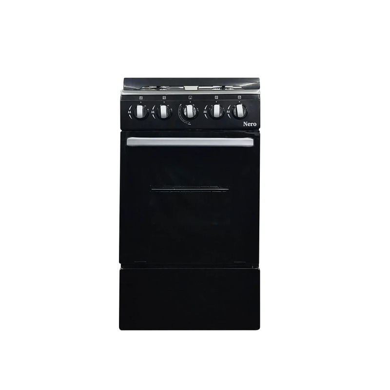 Cocina a gas 20" 4h c/horno negro Nero