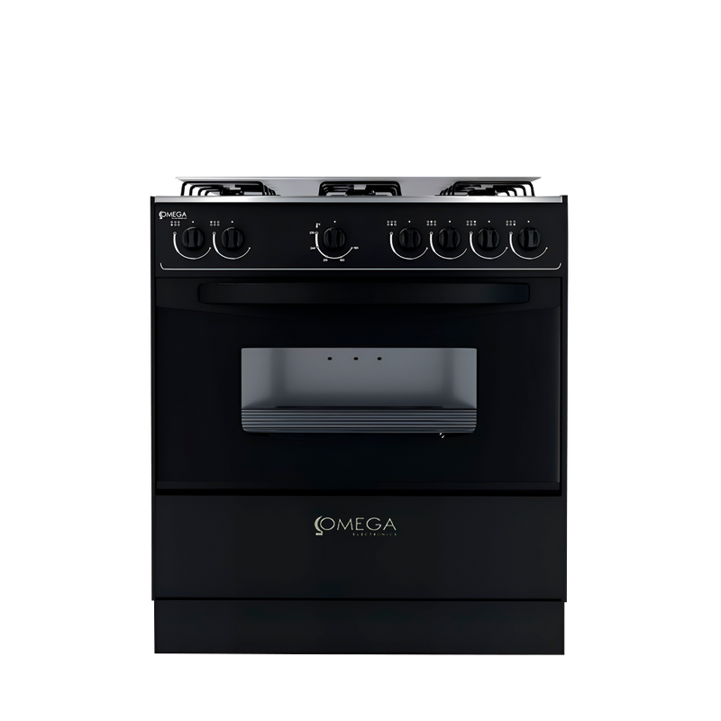 Cocina OMEGA 6H Negra Diana Tapa Vidrio