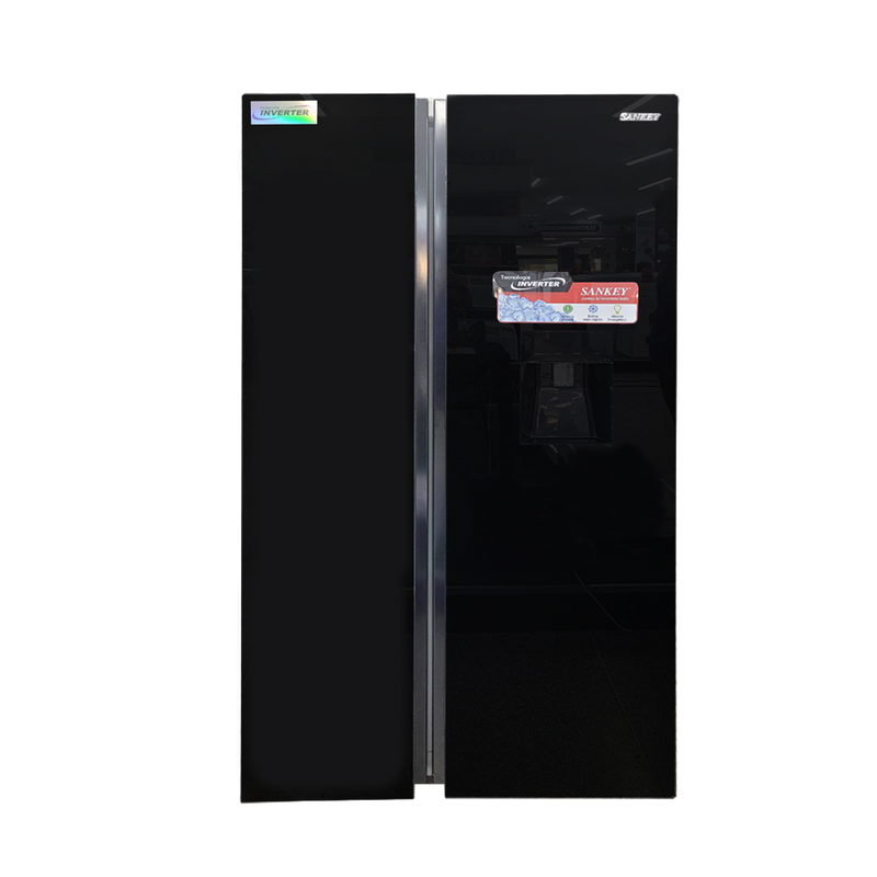 Nevera Sankey 2p Inverter 496 Lts Vidrio Negra