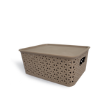 Cesta Pqña con Tapa Tipo Rattan