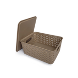 Cesta Pqña con Tapa Tipo Rattan