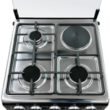 Cocina a gas 20" de piso 3h + 1 elect c/horno negro