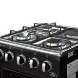 Cocina a gas 20" de piso 3h + 1 elect c/horno negro