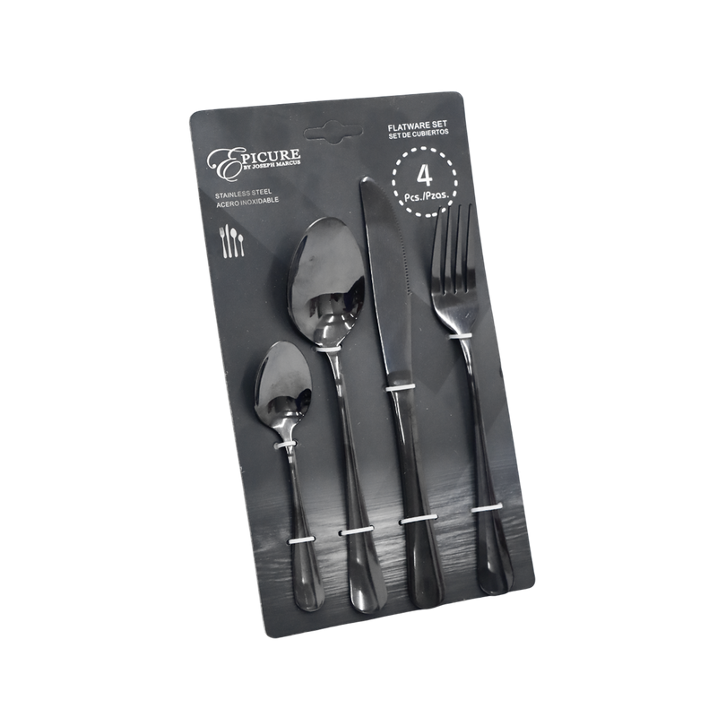 Cubierto 4Pz negro Epicure BK8