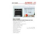 Horno De Gas Empotrable Acero Inoxidable 70 Lts 110-130v SANKEY