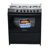 Cocina Omega 6H Negra T/Vidrio