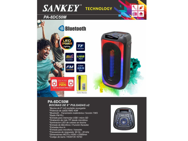Bocina súper woofer 8" x 2 SANKEY - PA8DC50M-2.jpg