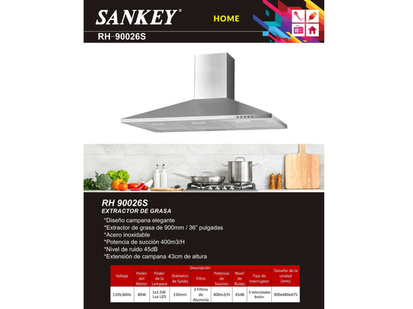 Campana extractora de grasa 3V 36" 110V SANKEY / Acero inoxidable - RH90026S-G.jpg