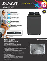 Lavadora 15kg Automatica C/Bomba Sankey