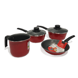 Juego de ollas 4 Piezas Multiflon (negra y roja)